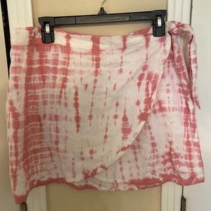 Free People Pink & White Tie-Dye Mini Skirt - Size 12